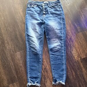 KanCan Distressed Ankle Jeans in Deep Blue